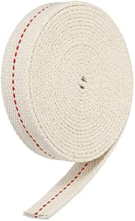 sourcing map Cotton Oil Lamp Wick 1/2 Inch Flat Wide 2 Meter/6Ft Long with Black Stitch for Oil Lantern Lighting