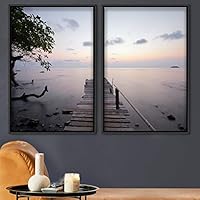 2 Piece Framed Canvas Wall Art Coastal Beach Canvas Prints Home Artwork Decoration for Living Room,Bedroom - 16