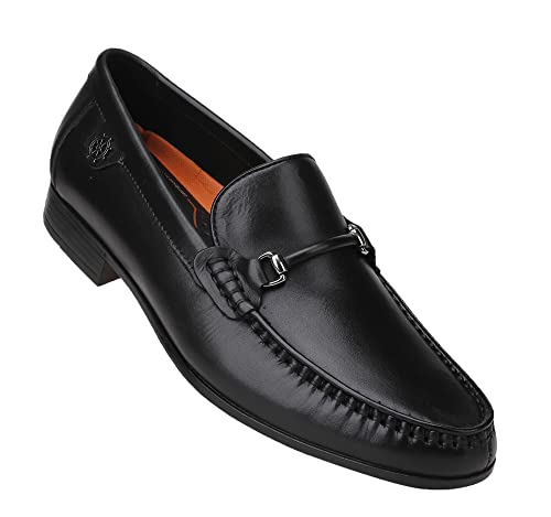 Leather Dress Shoes for Men, Luxury Classic Moc-Toe Penny Shoes Bit Slip-on Loafer for Mens