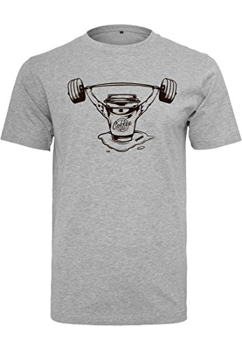 T-shirt de sport EMOM Fitness Barbell Coffee gris clair coupe ajustée musculation taille L