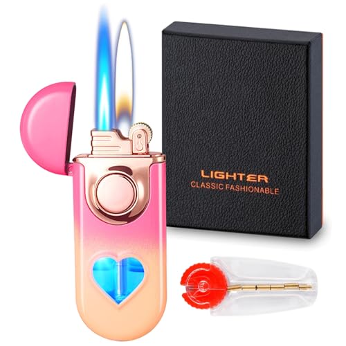 Encendedor Dual Flame Recargable Metal Naranja miniatura 1