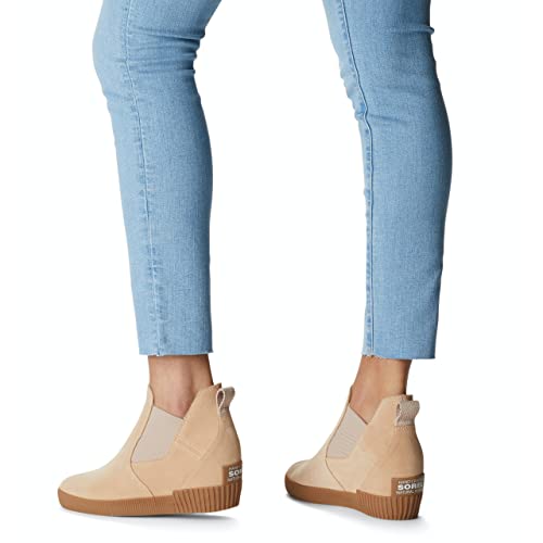 Sorel Women's Out 'N About Slip-On Wedge Boots - Natural Tan, White - Size 7.5 #TOP4