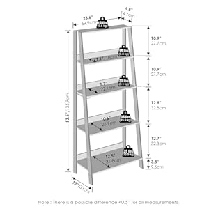 Furinno Ladder Display Shelf 5 Tier French Oak