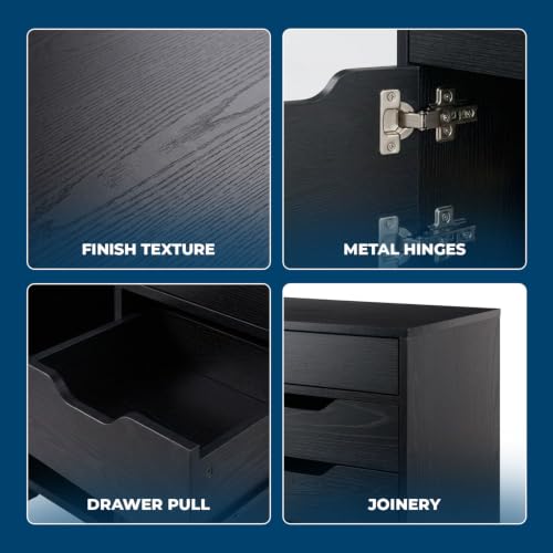 Image of Winsome Halifax Tall Mobile Storage Cabinet, Black, 2 Door 4 Drawer