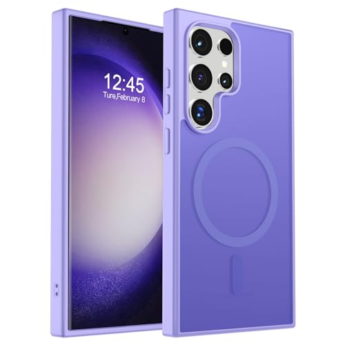 Image of SUPFINE Magnetic for Samsung Galaxy S23 Ultra Case, (Built-in Magnets) (Military Grade Drop Protection) Slim Translucent Shockproof Phone Case,Purple