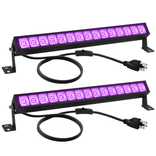Image of 48W LED Black Light Bar Blacklight Bars with Plug and Switch Light Up 22x22ft Area for Glow Party Halloween Parties Bedroom Decorations Stage Lighting -2Pack
