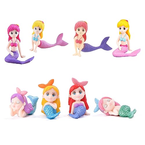 Eabdice 8 Piezas Mini Figuras de Sirena en Miniatura, Adornos de Sirena, Fiesta de Sirena...