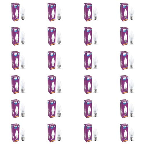 Image of PHILIPS 4W LED Frosted Candle Bulb | Warm White 3000K | E27 Base | Energy Efficient Decorative LED Light | Soft Glare-Free Illumination | Pack of 24
