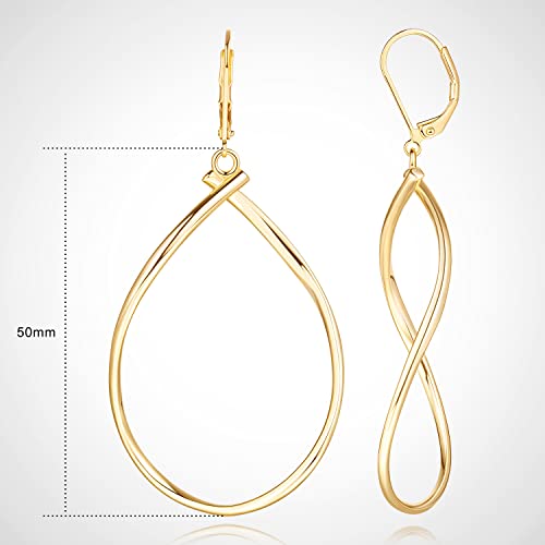 Large 14K Gold Hoop Earrings for Women Trendy Gold Hoop Dangle Drop Earrings for Women Twisted Infinity Big Hoops Earring for Womens 40/50mm2