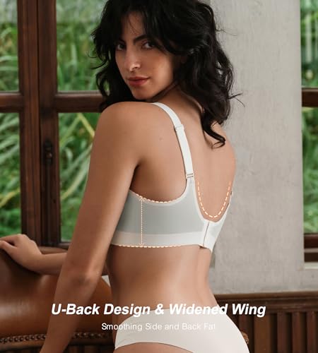 SHARICCA Seamless Wireless Lightly Lined T-Shirt Padded Bralette Bras for Women with Full Support and Lifting No Underwire4