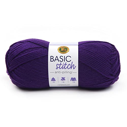 Image of Lion Brand Yarn Basic Stitch Anti-Pilling Knitting Yarn, Yarn for Crocheting, 1-Pack, Purple