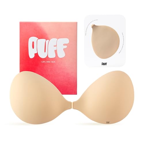 Invisible Strapless Sticky Bra Push up for Women, Adhesive Bra for Backless Dress, Silicone Cleavage Lift Nipple Covers(B Cup, Beige)