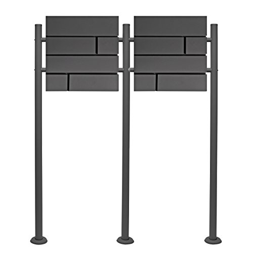 Briefkasten Set Wandbriefkasten V15 Anthrazit pulverbeschichtet Doppelt