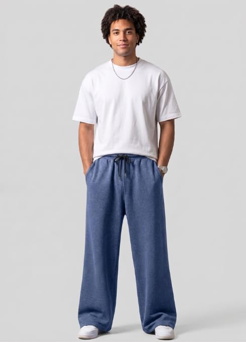Image of Pure Cotton Men's Baggy Lower | Lower for Man Loose Fit with Pockets & Elastic Waist I Baggy fit Lowers for Gym, Jogging & Casual Wear