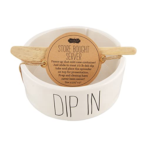 Mud Pie Store Bought Container Dish, White, dip 2" x