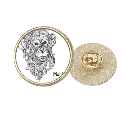 Broche ronde en métal doré motif singe taille M idée cadeau originale