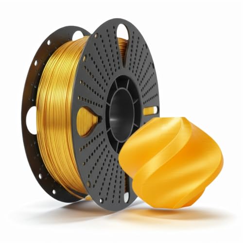 3D Printer Filament Silk Gold PLA Filament 1.75MM 1kg, ±0.02MM Accuracy, Gold 3D Printing Filament Compatible with Most Mainstream FDM 3D Printers