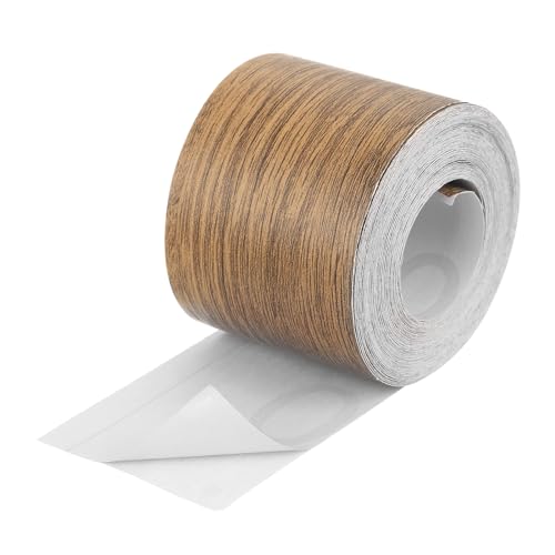 Image of uxcell 1 Roll Wood Grain Tape, 2.36 inch x 49 Ft Realistic Textured Repair Tape Self Adhesive Wood Textured Patch for Floor Wall Door Table Cabinets Desk Furniture Home Decor(Coffee Color)