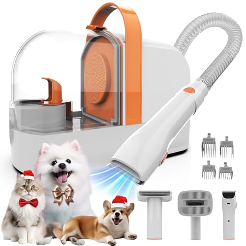 犬用バリカン AIRROBO ペット用バリカンセット グルーミング掃除機 12000Pa 超強力吸引 3段階調整 多機能グルーミングキット 犬 猫美容器 猫 抜け毛を自動吸引 犬用電動大容量 換毛期対策 PG10