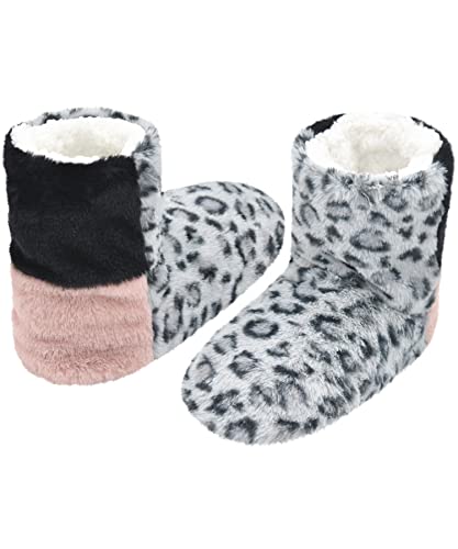 Image of DICUIRD Womens Thick & Warm Slipper Socks with Grippers - Christmas House Slippers