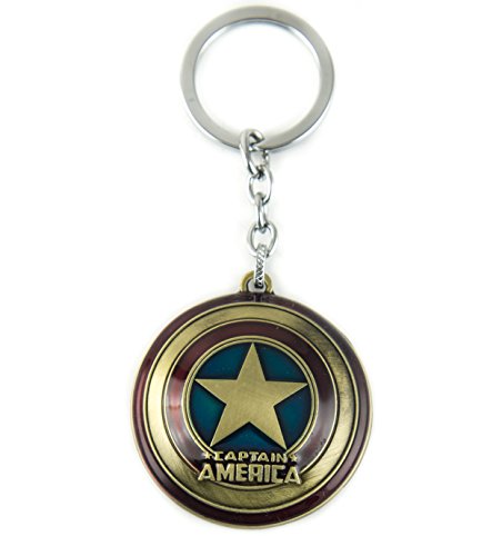 Llavero metálico del escudo del Capitán América Lzy-store, con cadena de eslabones y anilla, Copper