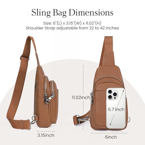 Image of befen Genuine Leather Sling Bag for Women Anti-Theft Crossbody Chest Bags Fanny Packs for Travel with RFID Card Slots
