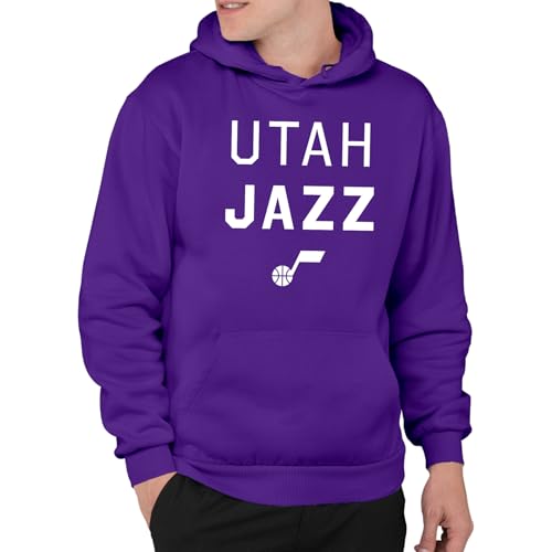 Junk Food NBA - Utah Jazz - Core Stacked - Officially Licensed Adult Pullover Fleece Hoodie for Men and Women Purple