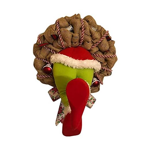EVANA Corona De Navidad para Decoración Navideña, Cómo el ladrón de Navidad robó la Corona de arpillera de Navidad Divertidas Decoraciones NavideñAs (Multicolor, 14 Inch)