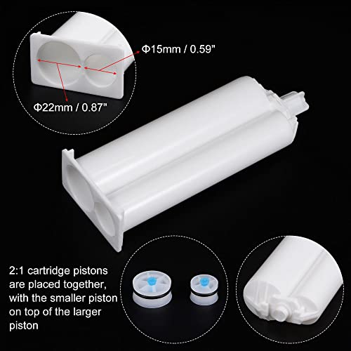 Image of uxcell 2Pcs Epoxy Gun Adhesive Cartridge, Plastic Resin Mixer Dual Glue Cartridge with Push Rod and Mixing Tube for 50ml /1.7oz 2:1 AB Glue Adhesive Gun