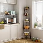 Hoctieon Corner Shelf, 5-Tier Corner Bookshelf, Rustic Ladder Shelf, Industrial Display Stand for Living Room, Kitchen, Home Office, Balcony, Small Space, Metal Frame, Rustic Brown - Image 4