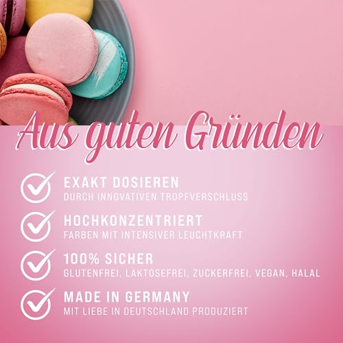 Belissia Lebensmittelfarbe Rosa - 10ml flüssig & hochkonzentriert - Lebensmittelechte Speisefarbe zum Backen, Kochen, Fondant & DIY - vegan, stark färbend, geschmacksneutral
