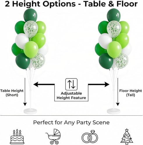 Image of Balloon Column Stand Kit with Balloons, Base and Pole, Balloon Column Kit for Floor or Table Backdrop Decoration for Party Wedding Baby Shower Birthday Graduation (Forest Green)