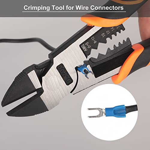 Vanjoin 8 Inch Wire Cutters, 4-In-1 High Leverage Wire Diagonal Cutting Pliers With Wire Stripper Crimper, Heavy Duty Side-Cutting Pliers, Multi-Function Industrial Diagonal Cutting Pliers (8 Inch) #TOP7