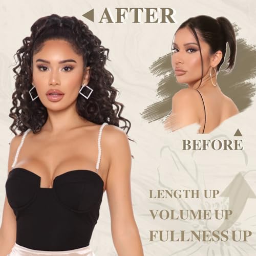 Aisi Beauty Curly Ponytail Extension, Drawstring Ponytail Extension For Black Women Dark Brown Synthetic Clip In Ponytail Extension 20 Inch Long Curly Wavy Fake Ponytail Hairpieces For Daily Use thumb #2