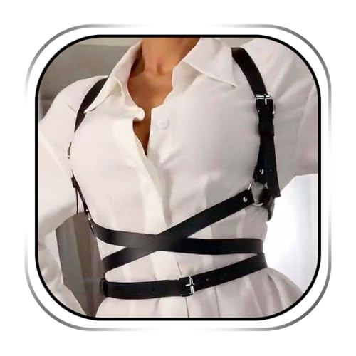 Kesvb Leather Waist Harness Black Punk Wide Waist Belt Gothic Fashion Rave Accessories for Women