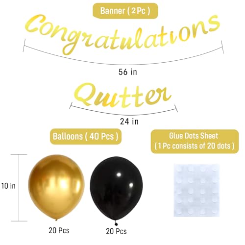 Image of Party Propz Congratulations Banner and Balloons For Decoration - Set of 43 Pcs Congratulations Decorations Items | Graduation Decoration Items | Black and Gold Balloons (Cardstock, Latex)