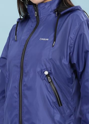 Image of Dollar Women's Polyester Solid Windcheater Jacket With Zipper Pockets and Detachable Hood