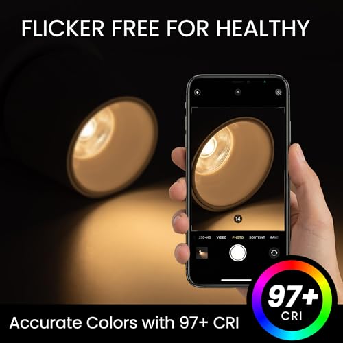 Image of LED Indoor Ceiling Spotlight, Hardwired Directional Dimmable Fixture | 12W Modern Spot Light Indoor, 350 Rotation, Surface Mount Accent Light for Picture Painting Living Room Bedroom, CRI97 White