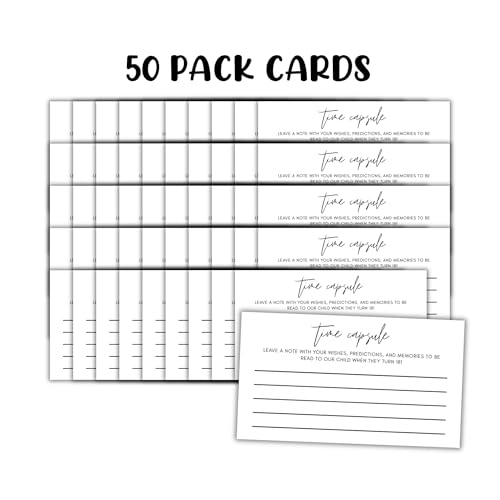 Image of Baby Shower Time Capsule Card 50pk 2x3.5 inch Blank Fill In Note Card for Box Kit Game Advice for New Moms Gift Tags Belly Raffle