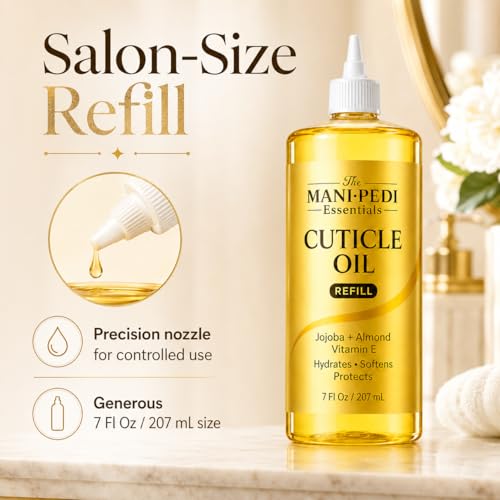 Image of TMPE Professional Cuticle Oil Refill /Bulk Pack, enriched with Jojoba Oil, Vitamin E & Sweet Almond Oil. Manicurist's Choice for Healthy, Nourished Nails & Cuticles - 200ml