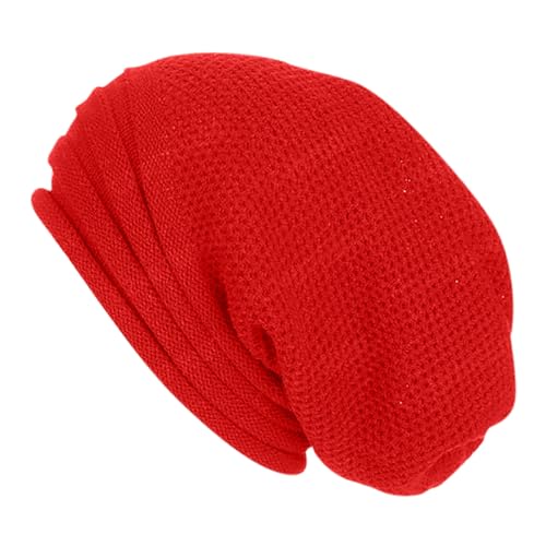 Beanie Hat for Women Men Warm Cuffed Knit Hat for Skiing Running Outdoor Sports Winter Knitted Hat Casual Fashion Cap Red