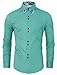 TAM WARE Mens Trendy Slim Fit Inner Checkered Button Down Shirt TWNMS323S-MINT-US M