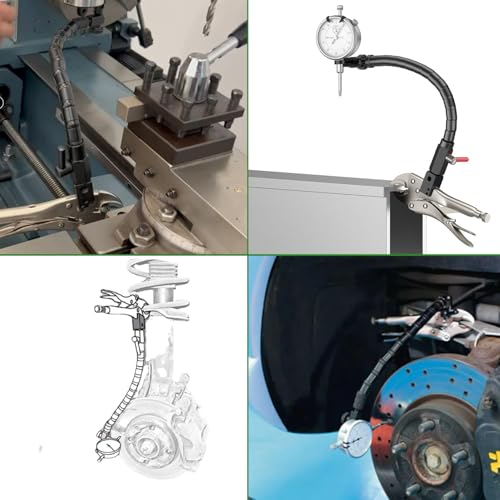 Image of HDLNKAK Premium Disc and Rotor /Ball Joint Gage, 1'' by 0.001'' Indicator and 360 Deg Flexible Stem Holder,Automobile Brake disc Flatness Measurement Tool