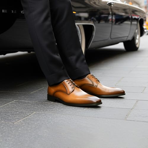 Image of GIFENNSE Mens Dress Shoes Oxford Lace Up Handmade Leather Classic Formal Oxfords Shoes for Men
