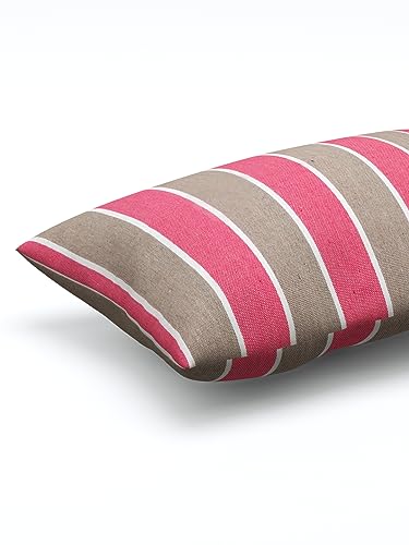 Image of 180 TC Pillow Cover Set of 2 | Pillow Cover Cotton 100% | Pillow Cover Set of 2 King Size | Wrinkle Free & Fade Resistance | Striped Pattern | Standard Size | All Season Use (Light Pink)