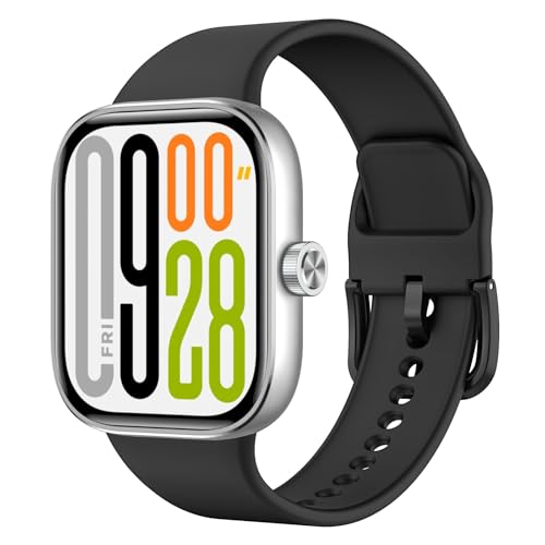 MoKo Sport Armband Kompatibel mit Redmi Watch 6/5/4/Xiaomi Smart Band 9 Pro/8 Pro Weiches Silikon Uhrenarmband Ersatzarmband für Damen Herren Schwarz
