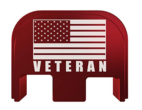 Rowe Tactical Rear Slide Cover Back Plate for Glock Gen 1-5 - Red US Flag Veteran- for Glock G17 G19 G21 G22 G23 G24 G26 G27 G29 G30 G31 G32 G33 G34 G35 G36 G37 G38 G39 G40 G41 G45