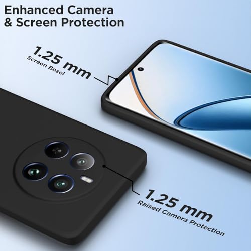 Image of BlazeTech Liquid Silicone Back Case Cover for Realme 12 Pro Plus 5G / 12 Pro - Flexible With Inner Lining and Camera Protection - Black