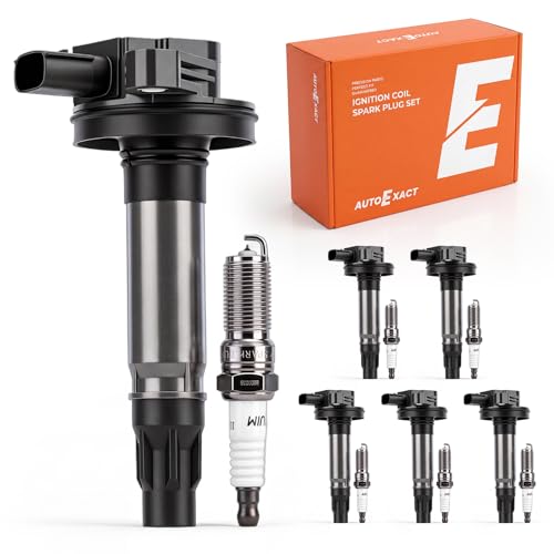 Autoexact 6 Ignition Coils + 6 Iridium Spark Plugs Kit Fit for Ford 2007-2011 Edge 2008-2012 Taurus Flex Fusion Lincoln MKZ MKX MKS Mazda CX-9 3.5L 3.7L V6 Vehicles Direct Replacement for UF595 5019