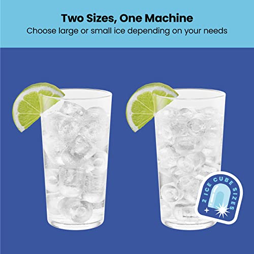 Iceman Dual-Size Countertop Ice Maker Machine, Portable, Creates 2 Cube Sizes in 6 Mins, Holds 1.3 lb. of Ice, Makes up to 26 lb in 24 Hours, Self-Cleaning Scoop Included, Stainless-Steel